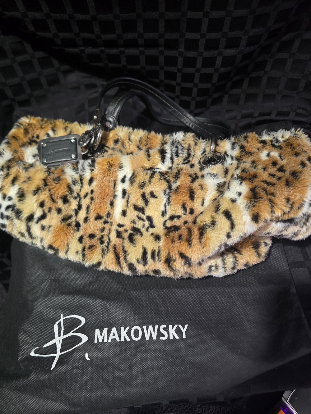 B. MAKOWSKY vintage Leopard Faux-Fur Shoulder Bag